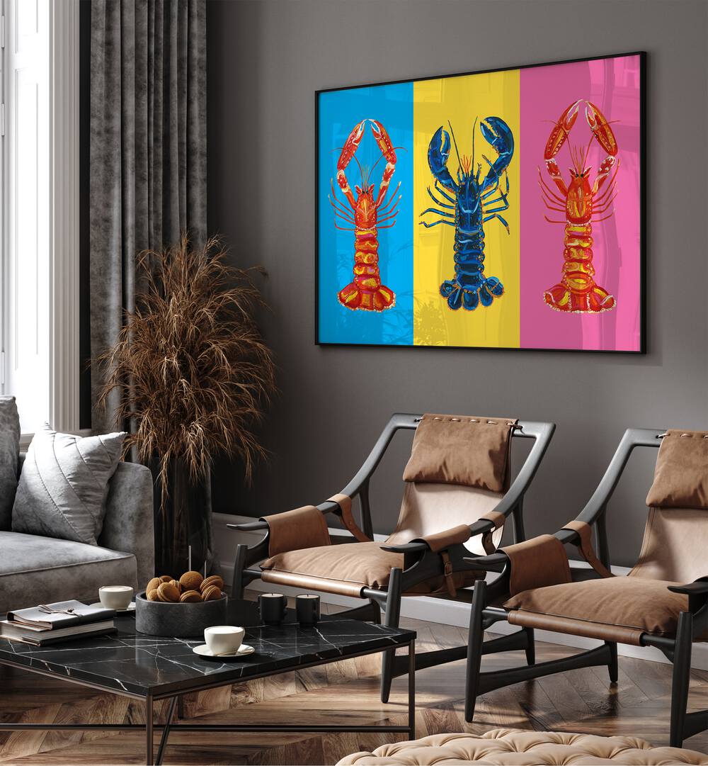 LOBSTER LANGOUSTINES BY ALICE STRAKER , POP ART PAINTINGS , POP ART PRINTS