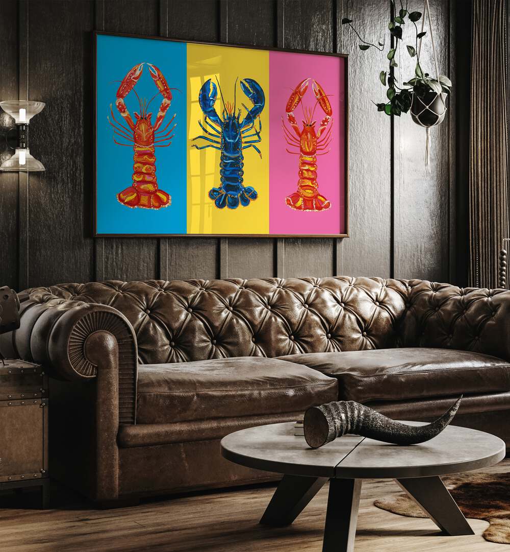 LOBSTER LANGOUSTINES BY ALICE STRAKER , POP ART PAINTINGS , POP ART PRINTS