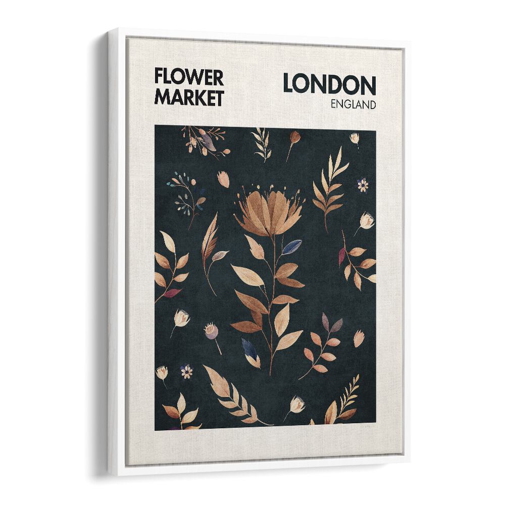 London  Flower Market  Botanical Flower Paintings Artwork  in White Floater Frame