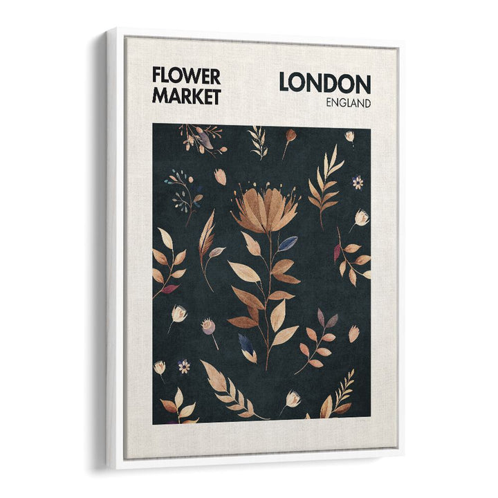 London  Flower Market  Botanical Flower Paintings Artwork  in White Floater Frame