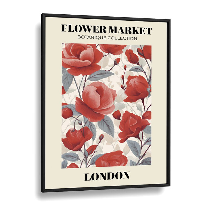 London- Flower Marketo   Botanical Flower Paintings Artwork  in Black Plain Frame