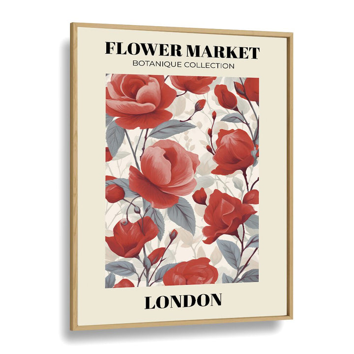 London- Flower Marketo   Botanical Flower Paintings Artwork in Oak Wood Plain Frame