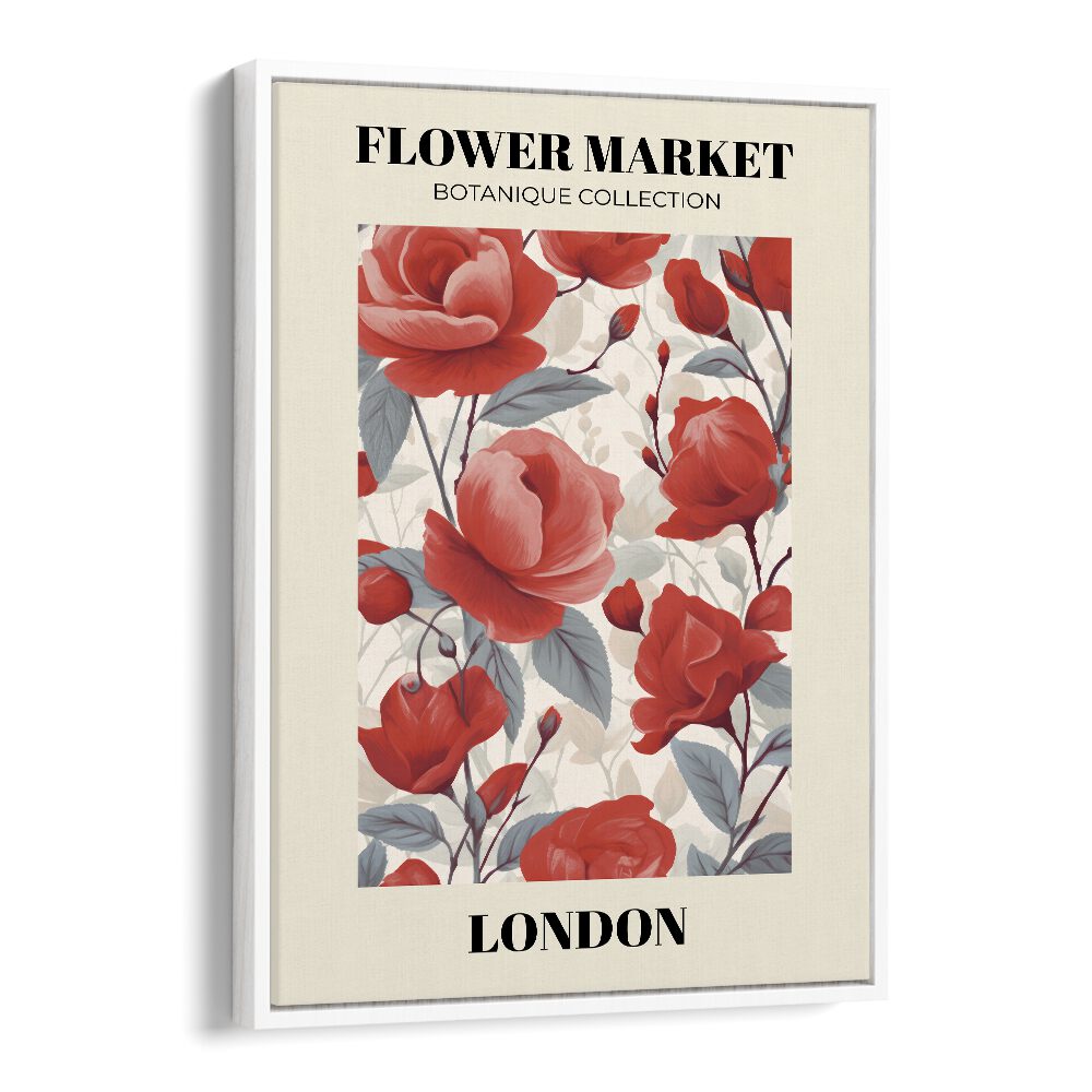 London- Flower Marketo   Botanical Flower Paintings Artwork  in White Floater Frame