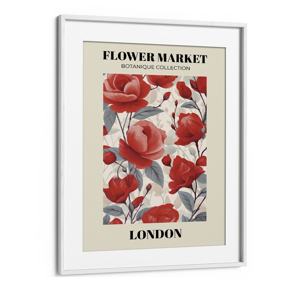 London- Flower Marketo   Botanical Flower Paintings Paintings Artwork  in White frame With Mount