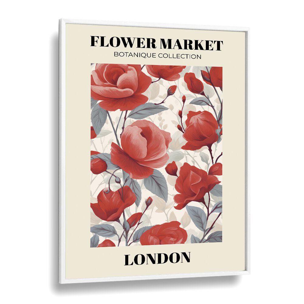 London- Flower Marketo  Botanical Flower Paintings Artwork  in White Plain Frame