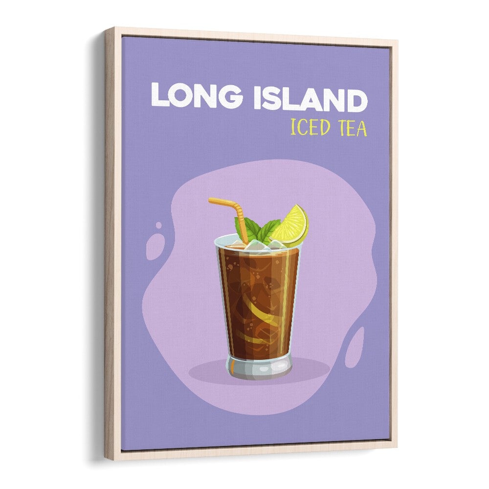 Long Island Iced Tea Bar & Cafe Artwork in Oak Wood Floater Frame