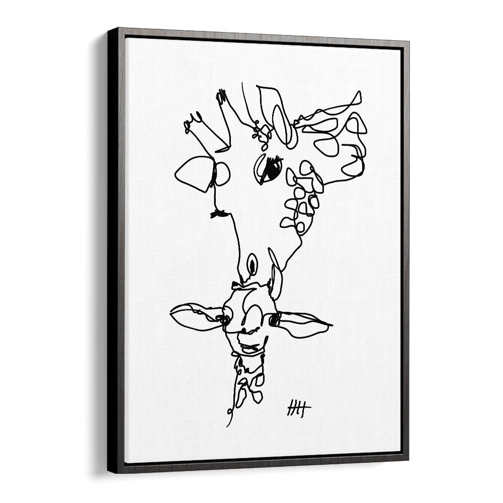 Long Necks Line Art Artwork in Black Floater Frame