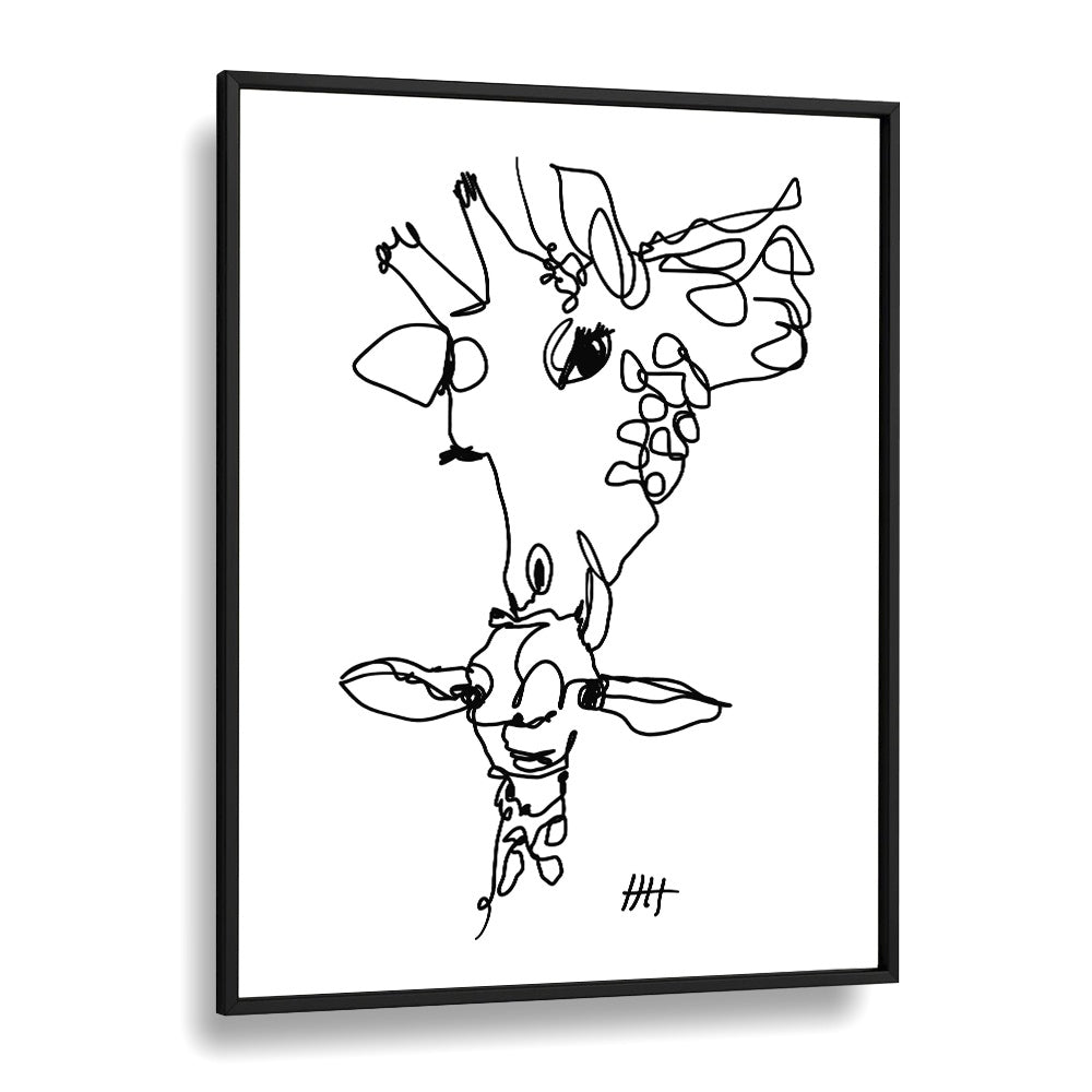 Long Necks Line Art Artwork in Black Plain Frame