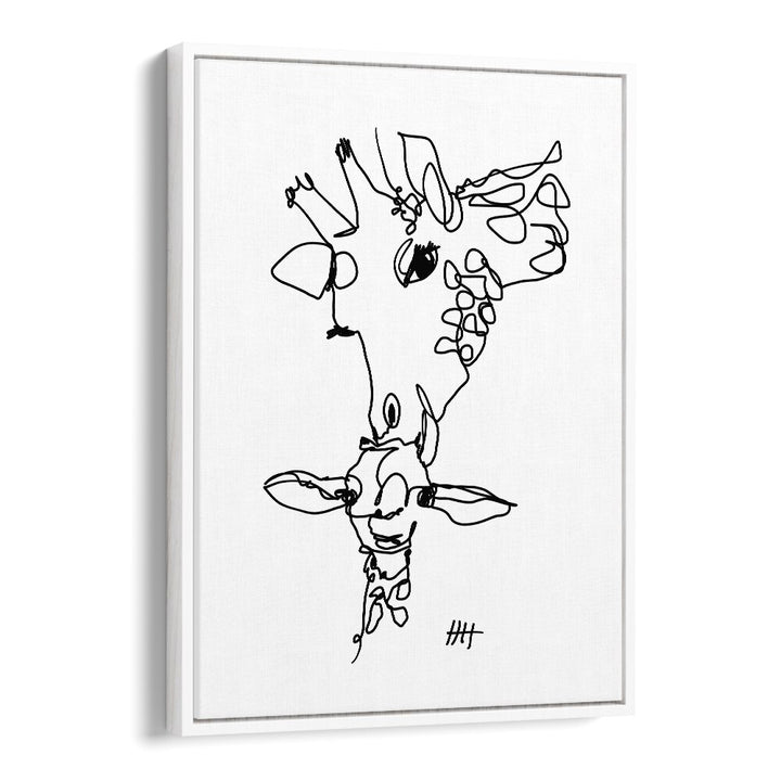 Long Necks Line Art Artwork in White Floater Frame