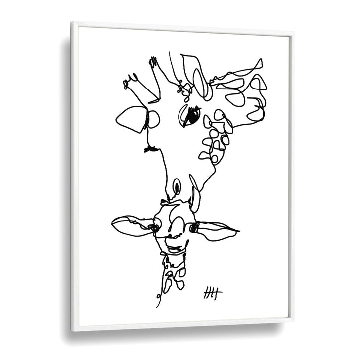 Long Necks Line Art Artwork in White Plain Frame