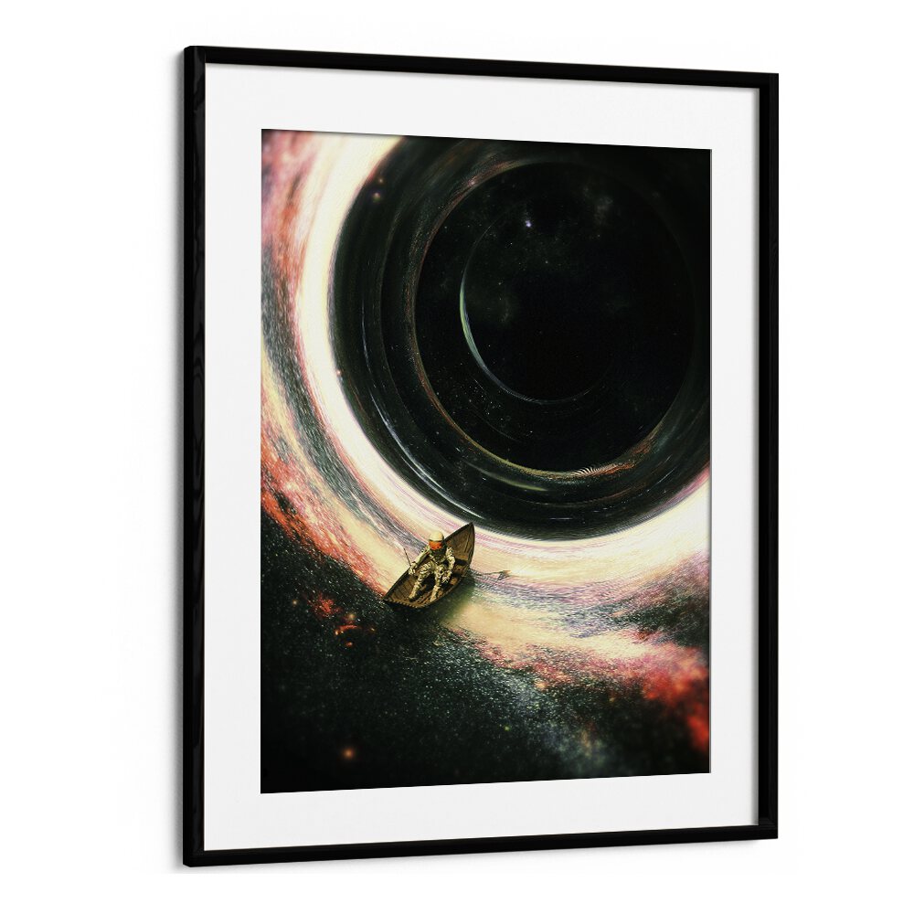 Lost Sailor By Francis Minoza Astronaut & Nasa Paintings, Space Art Prints Artwork in Black Frame With Mount
