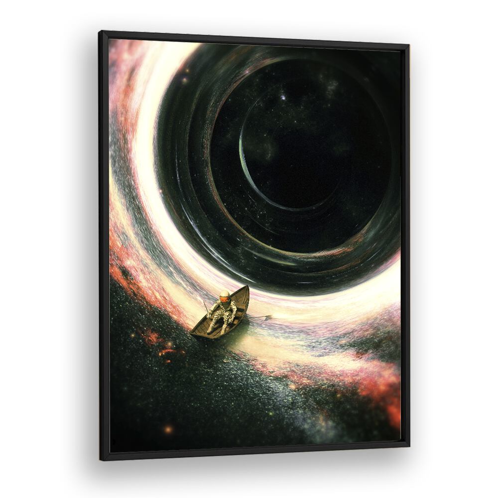 Lost Sailor By Francis Minoza Astronaut & Nasa Paintings, Space Art Prints Artwork in Black Plain Frame
