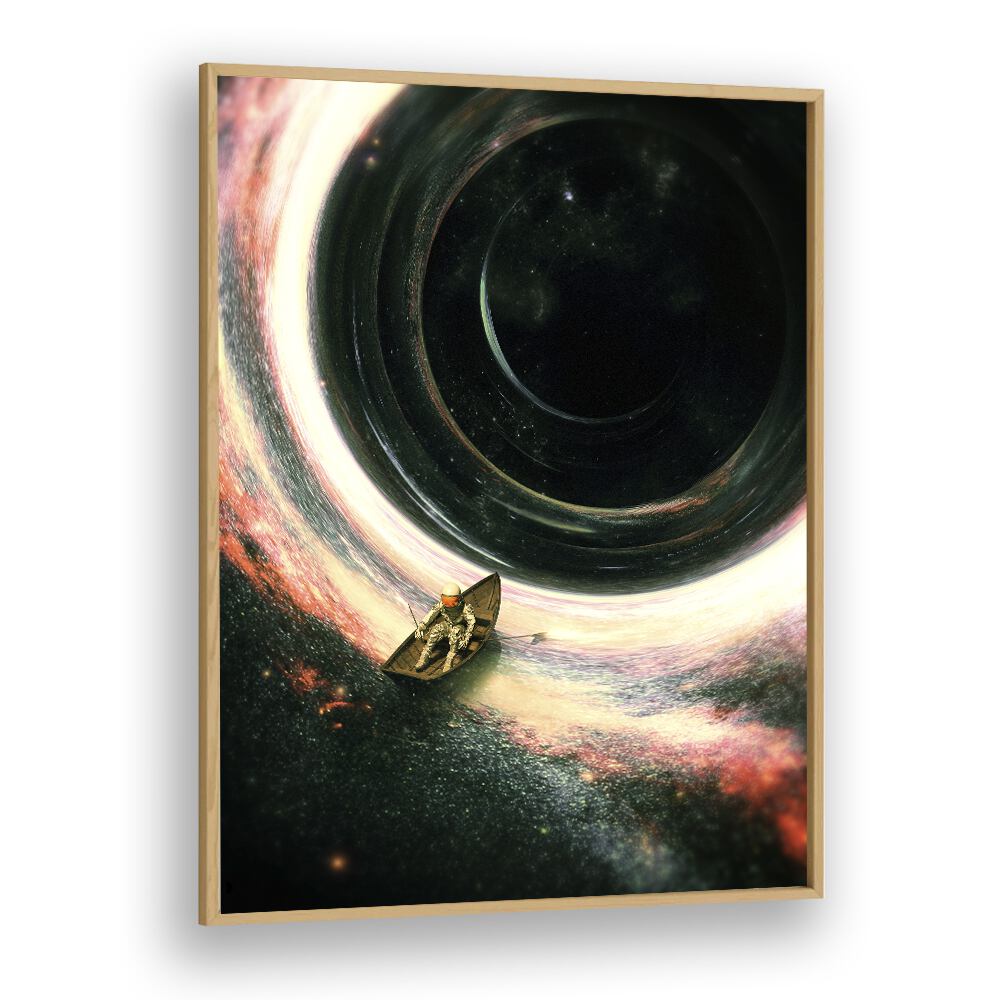 Lost Sailor By Francis Minoza Astronaut & Nasa Paintings, Space Art Prints Artwork in Oak Wood Plain Frame
