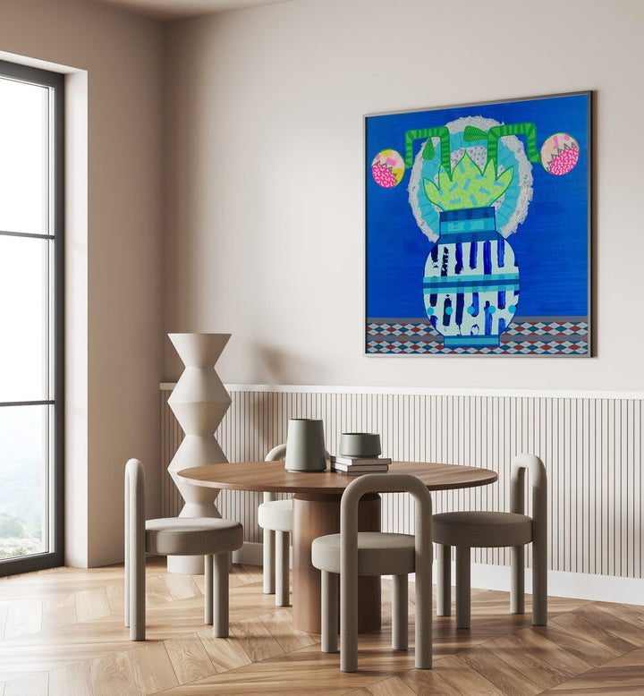 Vibrant LOTUS BLOOM, FLORAL FLOWER PAINTINGS brightening a modern living space with serene natural beauty.