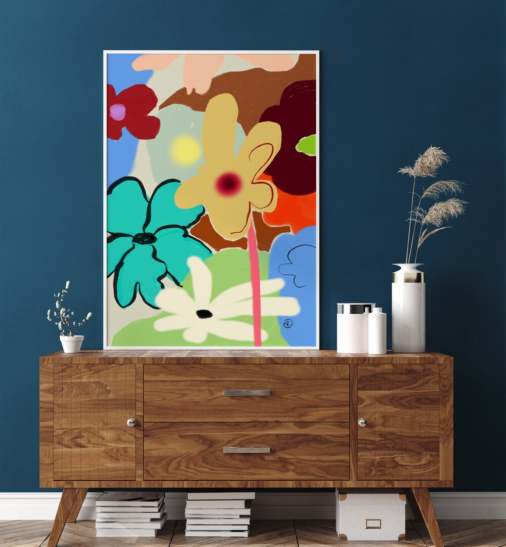 Vibrant LOUD FLOWERS DANCE, FLORAL FLOWER PAINTINGS brighten up any space with bold colors and artistic flair.