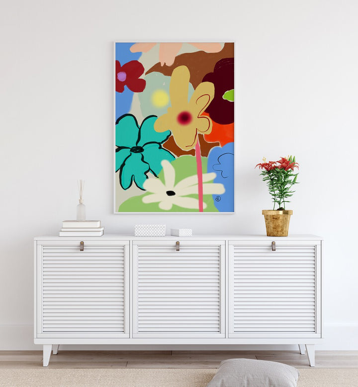 Bright and bold LOUD FLOWERS DANCE, FLORAL FLOWER PAINTINGS add vibrant energy to your living space décor.