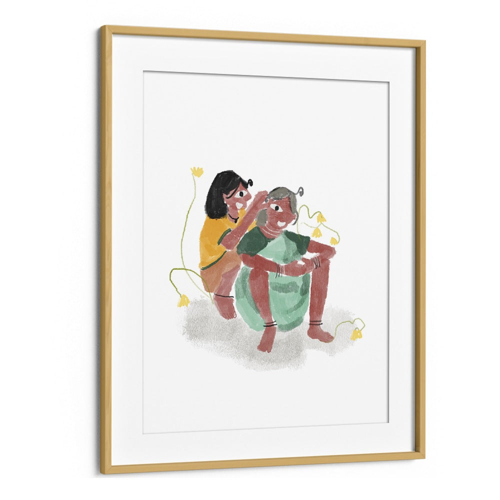 Love As We See By Shreya Roy Chowdary, Indian Art Paintings Artwork in Oak Wood Frame With Mount
