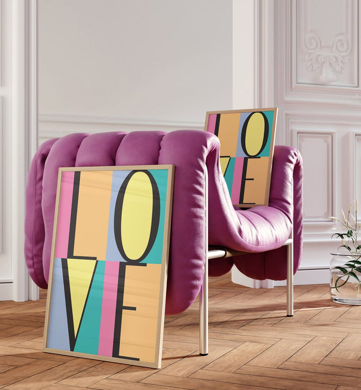 Love Blocks by Martina Fashion Art Artwork in Gallery Wrap Artwork Placed on a wall In A Living Room 
