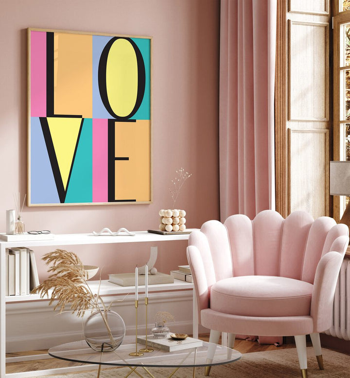 Love Blocks by Martina Fashion Art Artwork in Gallery Wrap Artwork Placed on a wall In A Living Room 
