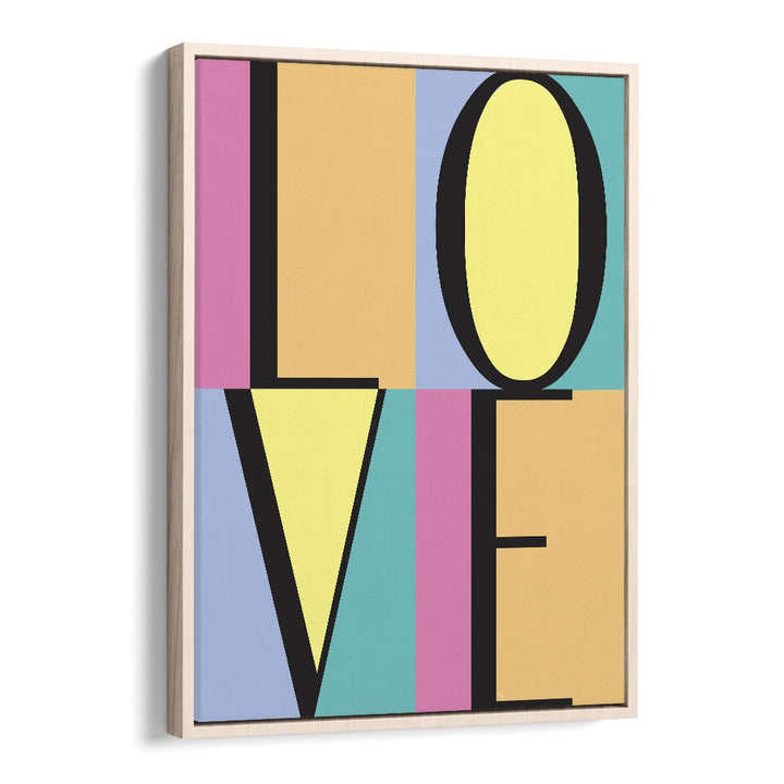 Love Blocks by Martina Fashion Art Artwork in Oak Wood Floater Frame
