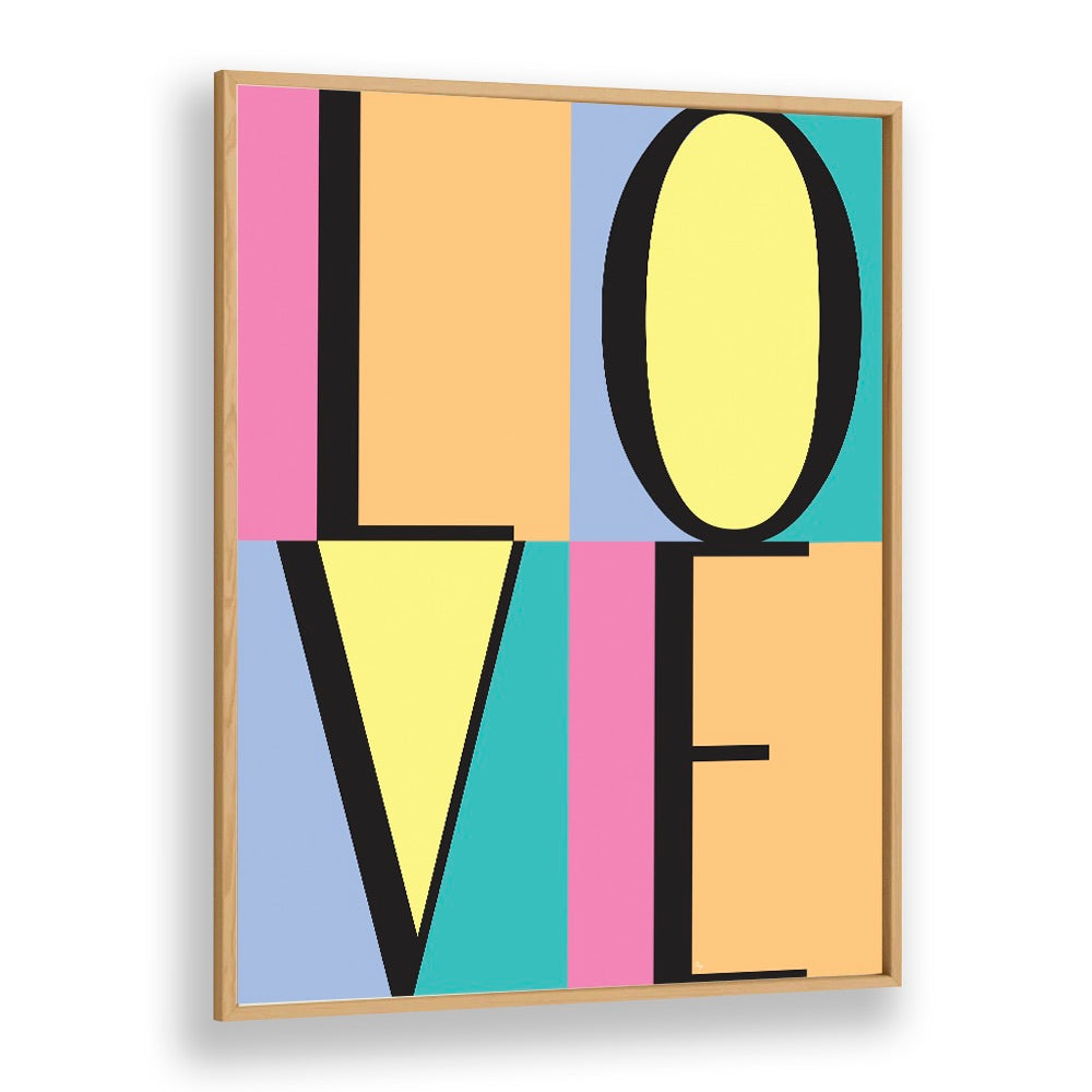 Love Blocks by Martina Fashion Art Artwork in Oak Wood Plain Frame
