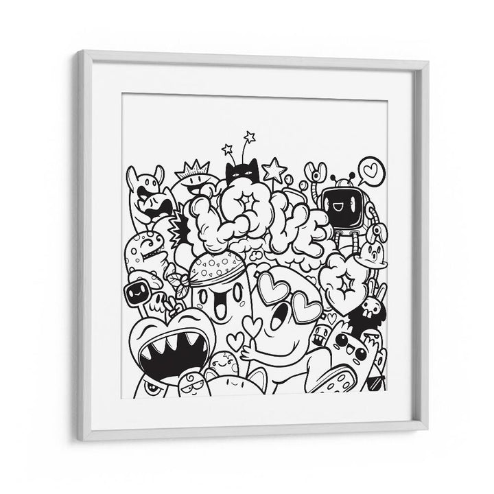 Love Doodle Doodle Art Artwork in White Frame With Mount