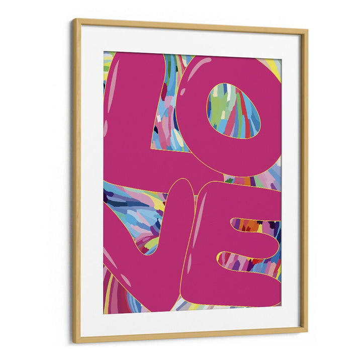 Love Maze Fashion Art Artwork in Oak Wood Frame With Mount
