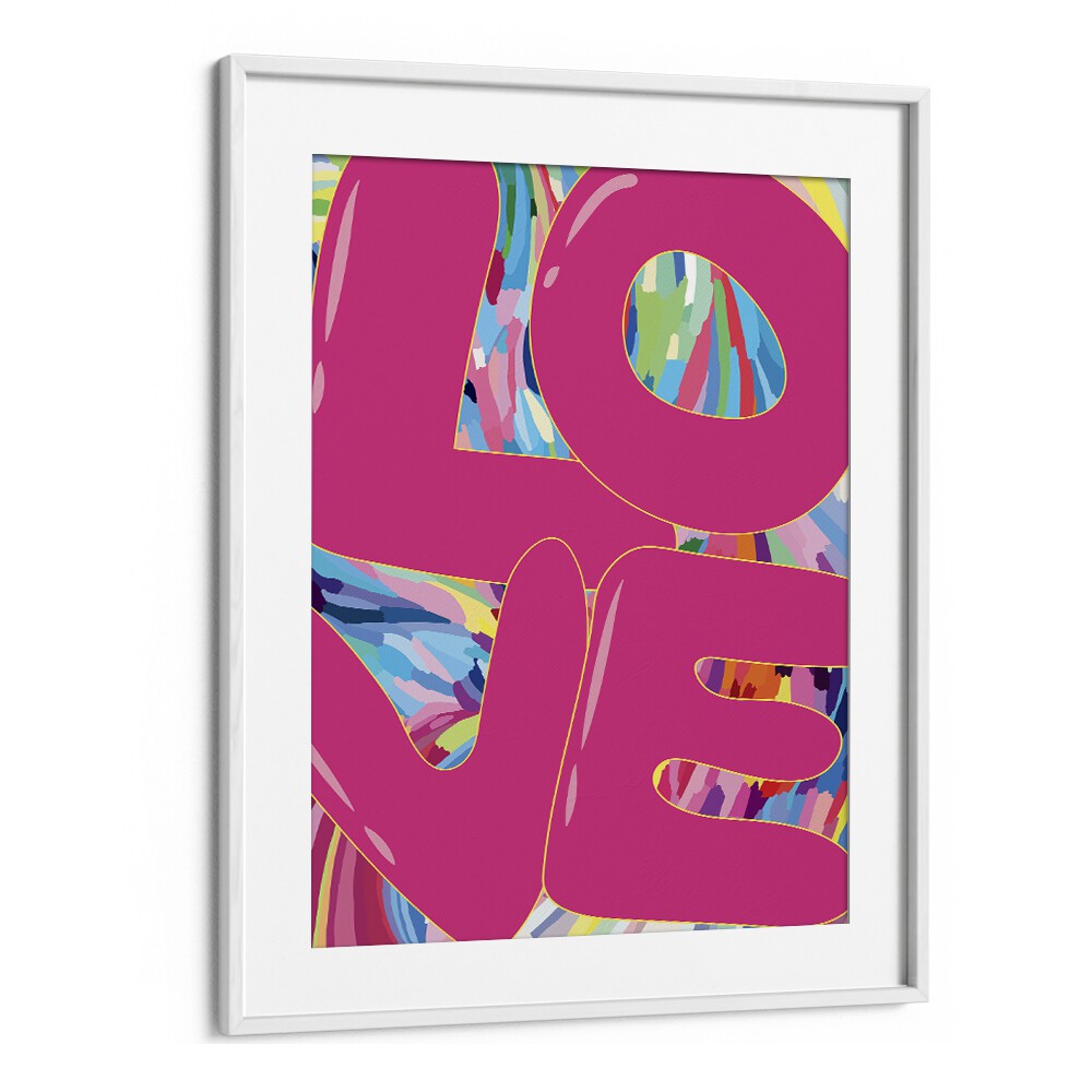 Love Maze Fashion Art Artwork in White Frame With Mount