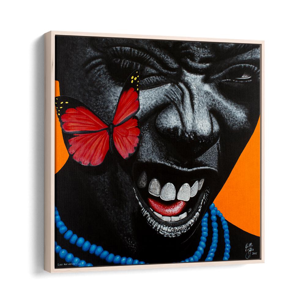 Love The Life You Live By Christian Beijer African Artwork in Oak Wood Floater Frame