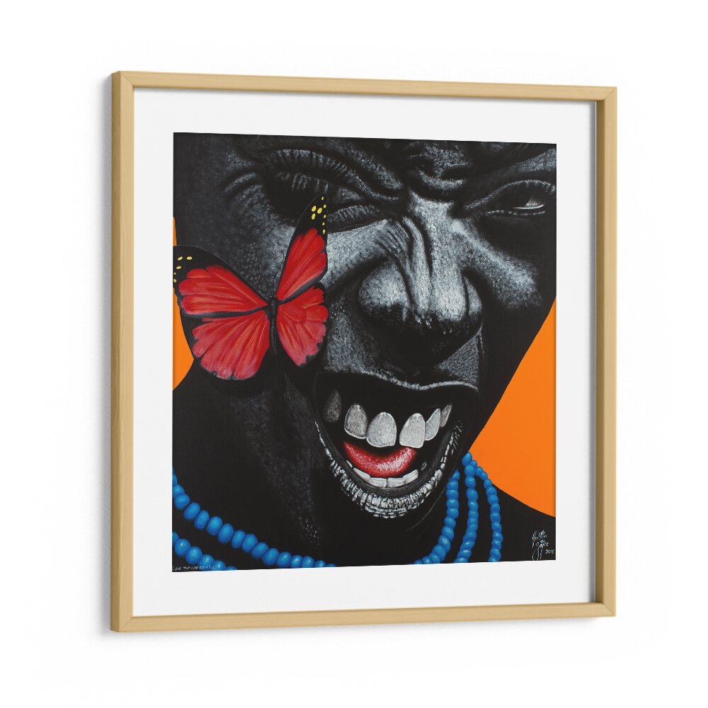 Love The Life You Live By Christian Beijer African Artwork  in Oak Wood Frame With Mount
