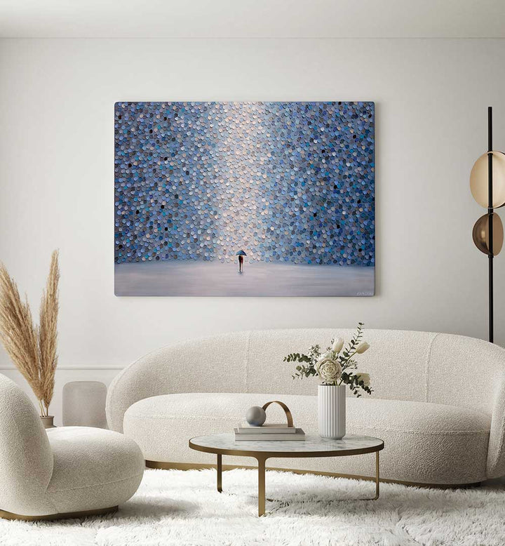 LOVE UNDER UMBRELLA , MODERN IMPRESSIONISM PAINTINGS