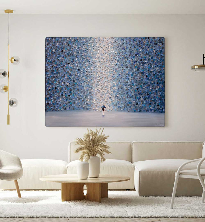 LOVE UNDER UMBRELLA , MODERN IMPRESSIONISM PAINTINGS