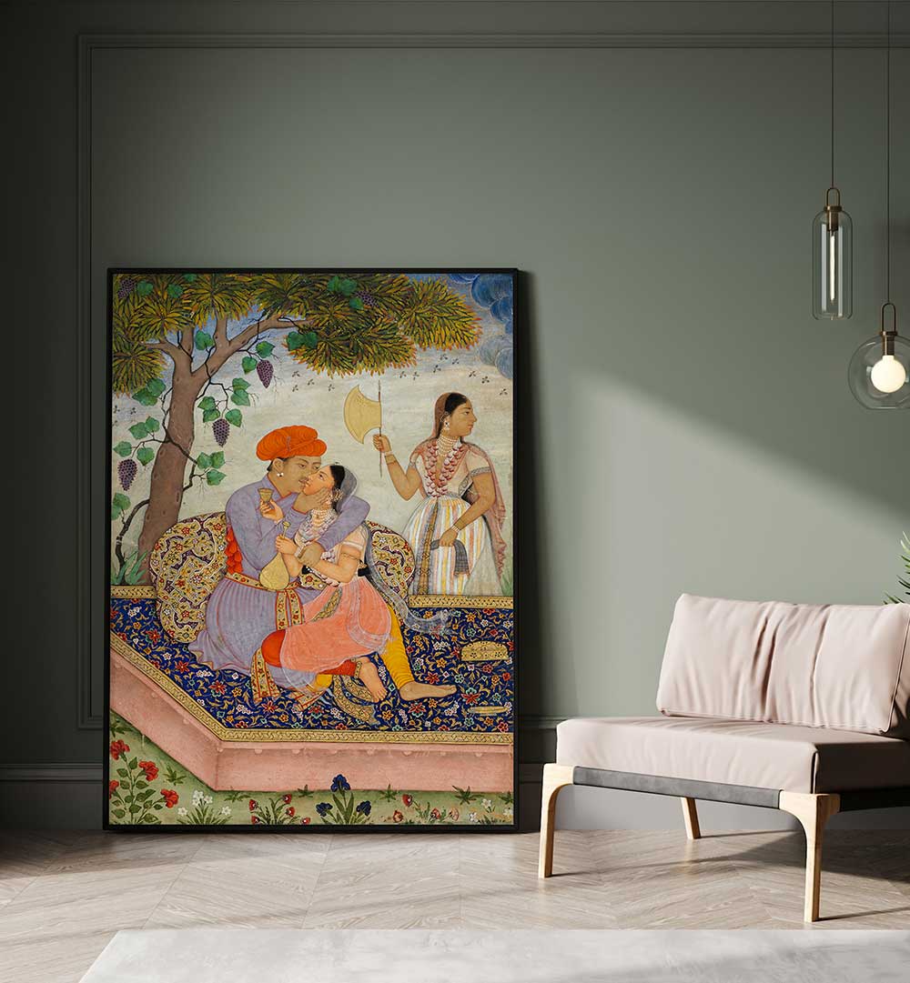 LOVERS EMBRACING , INDIAN ART PAINTINGS