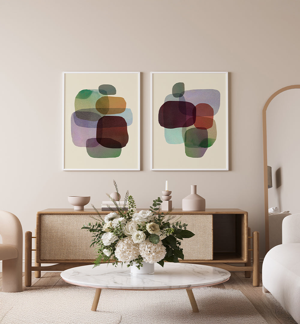 LUCID LAYERS , SET OF 2 PAINTINGS
