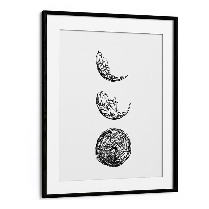 Lunar Line Art Artwork in Black Frame With Mount