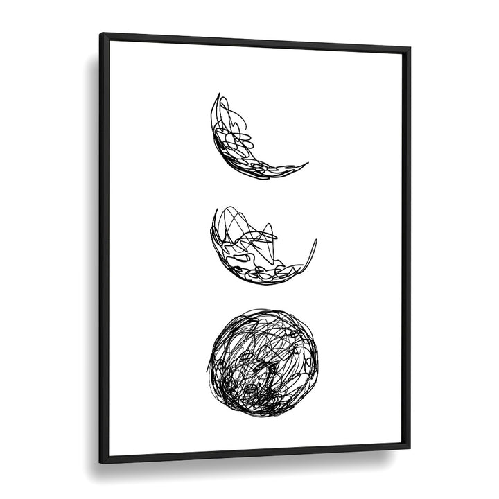 Lunar Line Art Artwork in Black Plain Frame