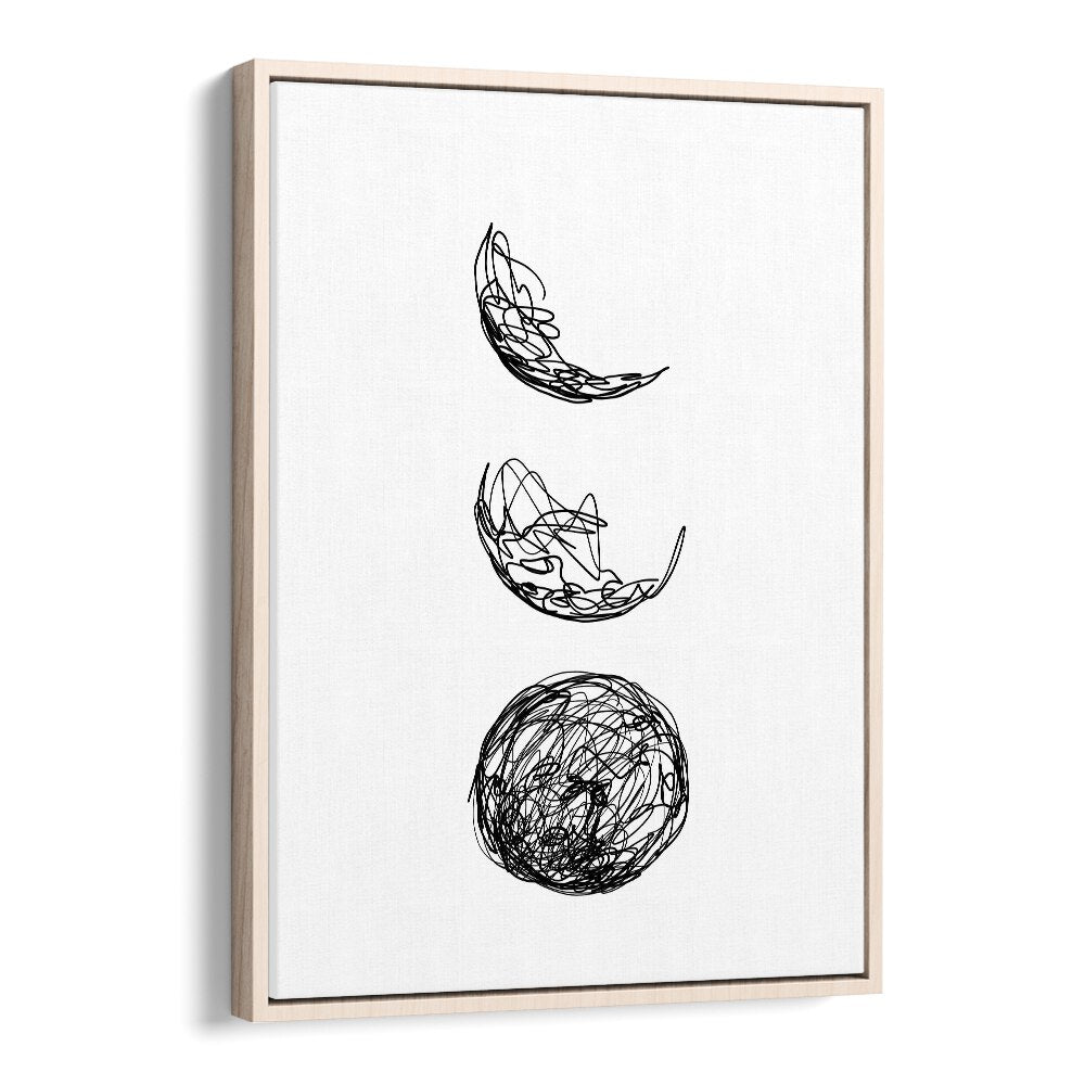 Lunar Line Art Artwork in Oak Wood Floater Frame