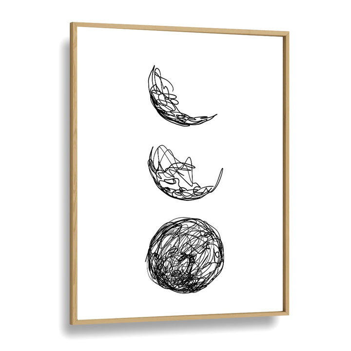 Lunar Line Art Artwork in Oak Wood Plain Frame