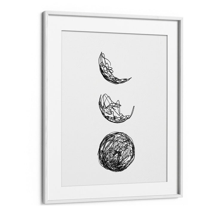 Lunar Line Art Artwork in White Frame With Mount