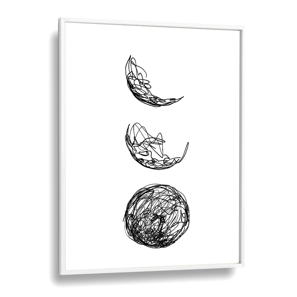 Lunar Line Art Artwork in White Plain Frame