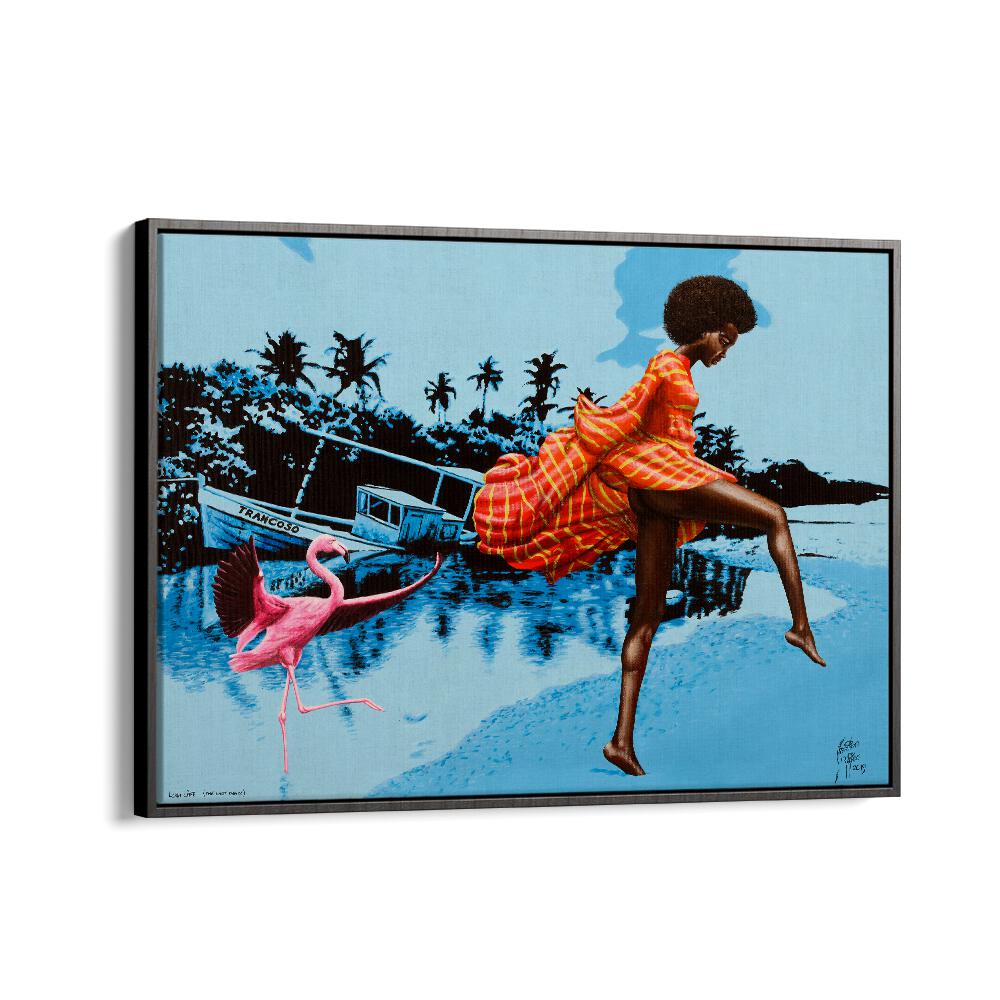 Lush Life By Christian Beijer African Artwork  in Black Floater Frame