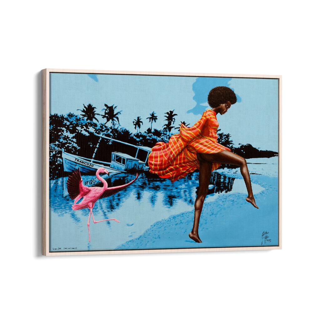 Lush Life  By Christian Beijer African Artwork in Oak Wood Floater Frame