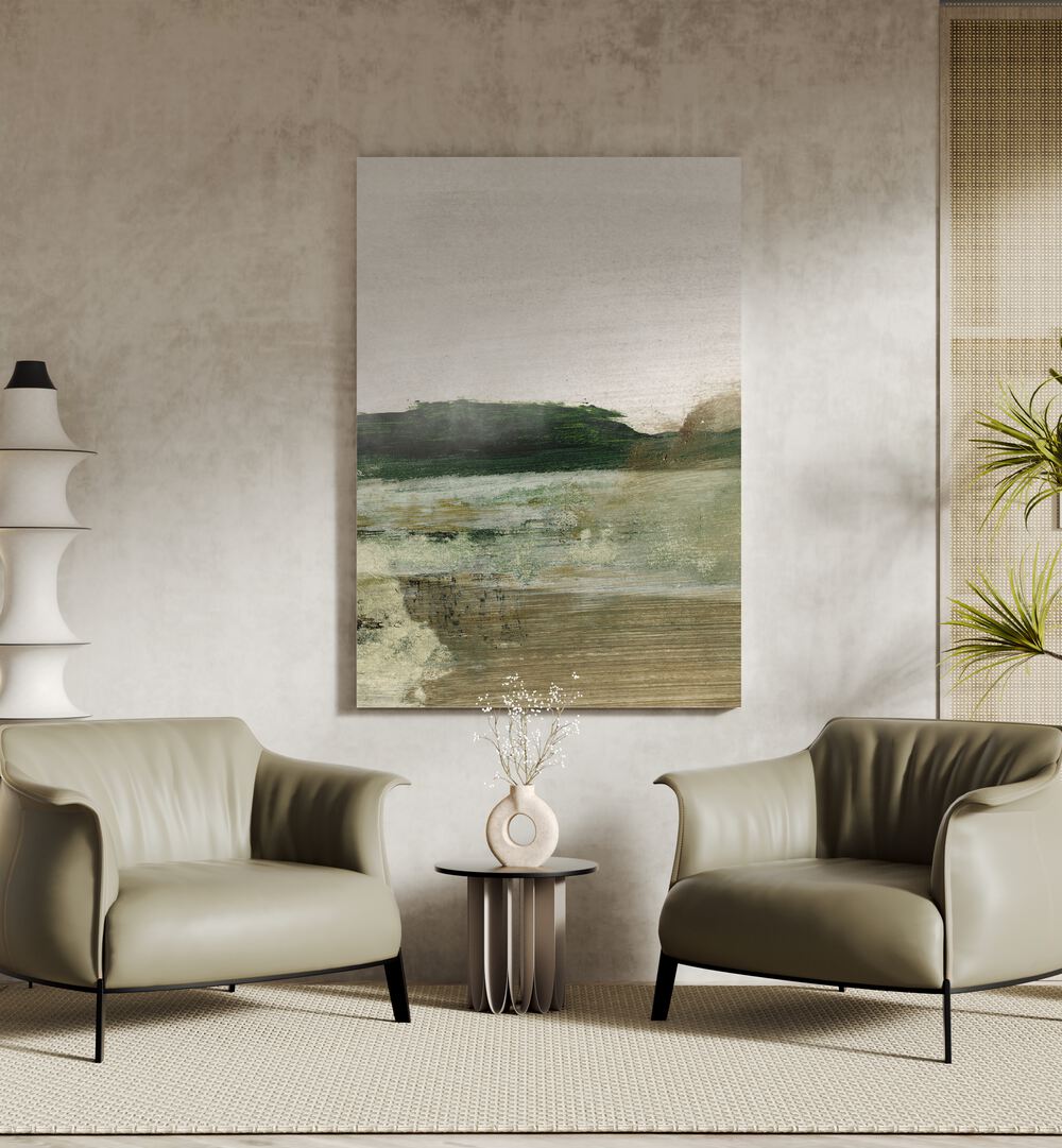 Elevate your space with LUSH LAND, ABSTRACT PAINTINGS, showcasing serene colors and elegant design.