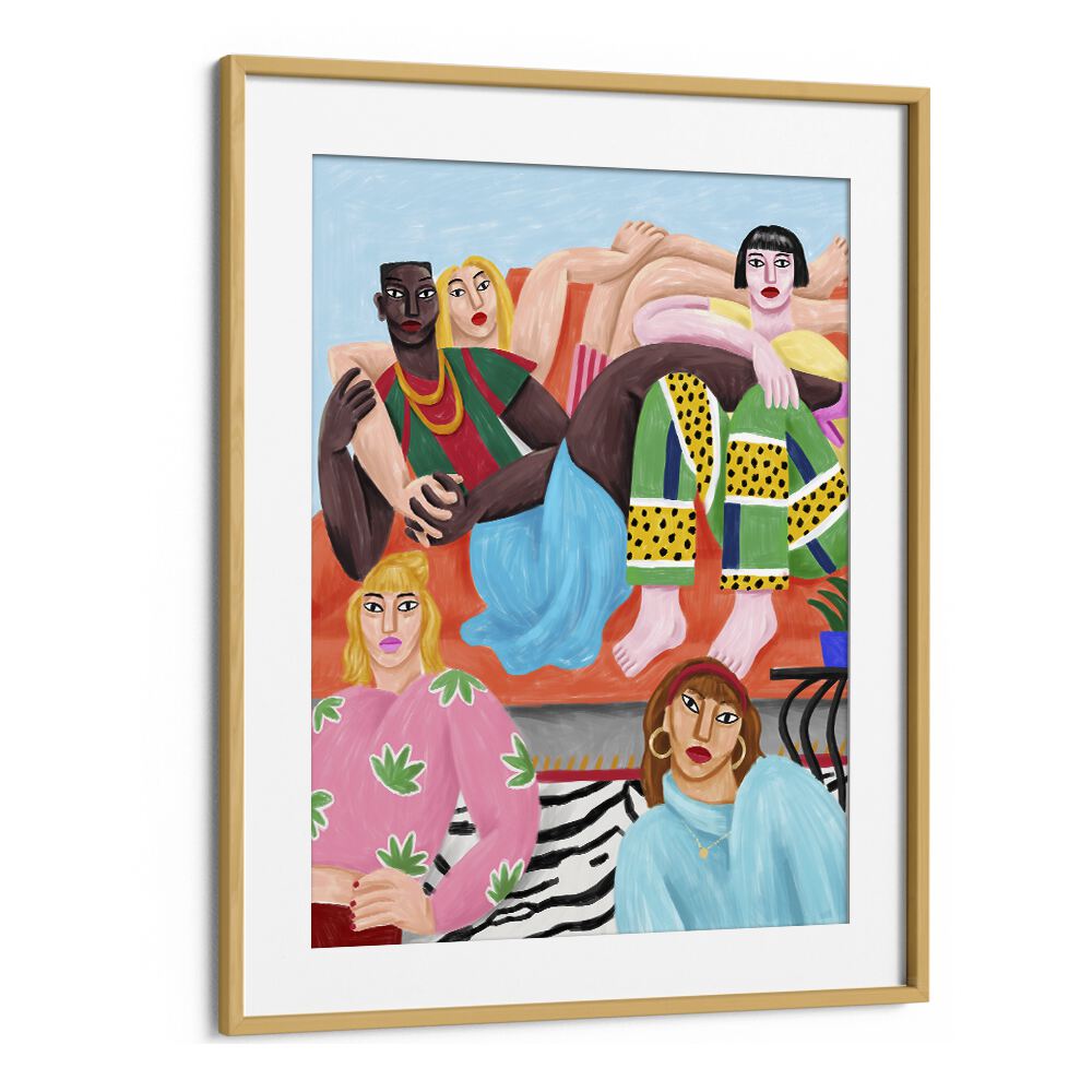 La Coloc By Cepe Wallart Prints in Oak Wood Frame With Mount