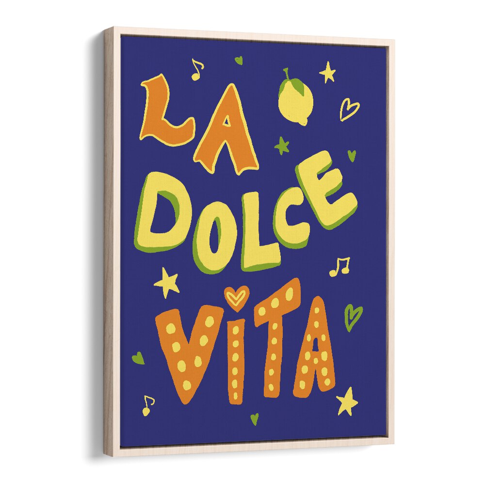 La Dolce Vita by Studio Dolci Kitchen Art Prints in Oak Wood Floater Frame