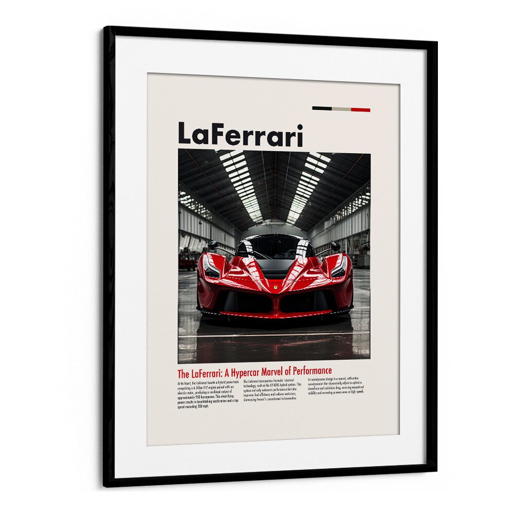 La Ferrari Car Posters Automotive Wall Art Prints in Black Frame With Mount