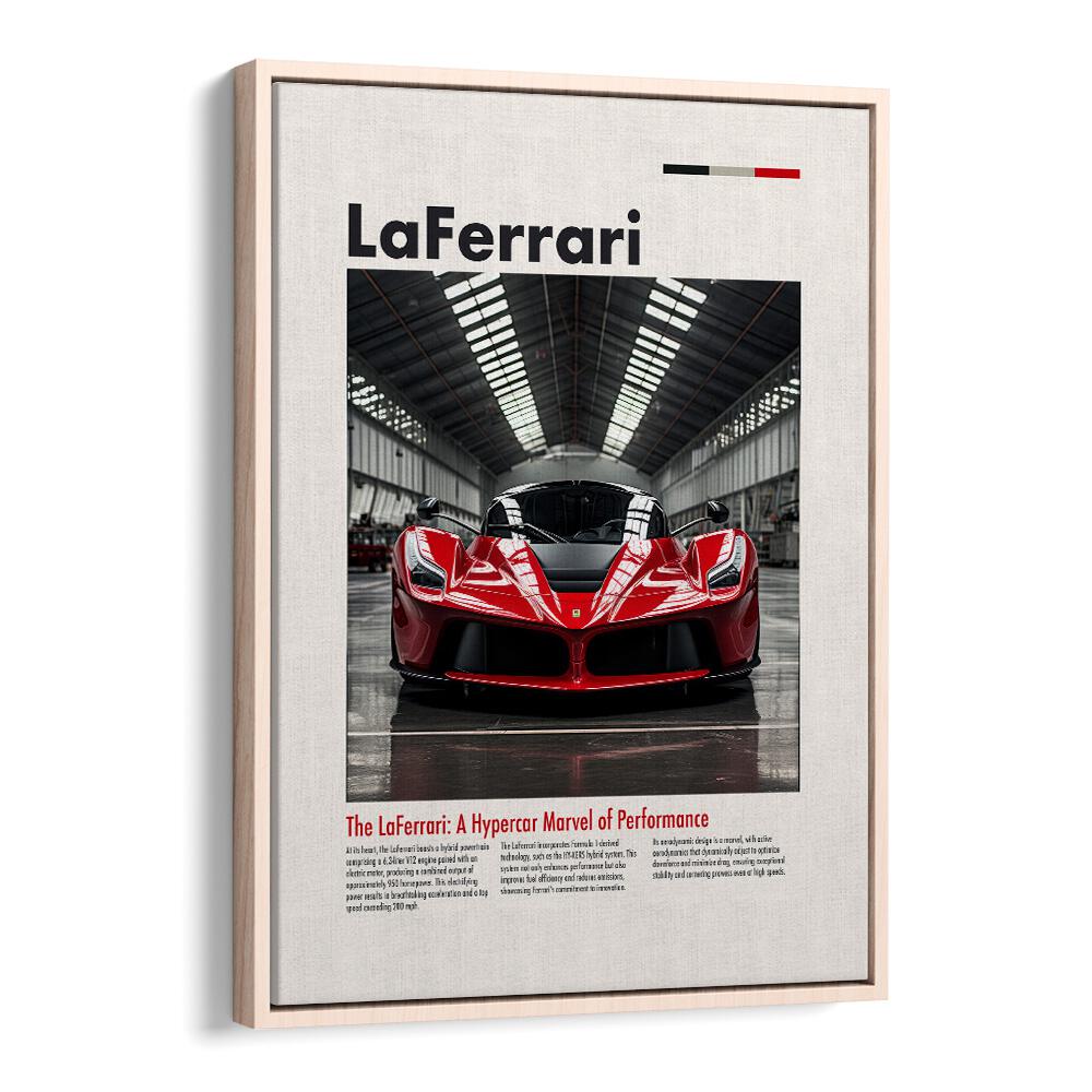 La Ferrari Car Posters Automotive Wall Art Prints in Oak Wood Floater Frame