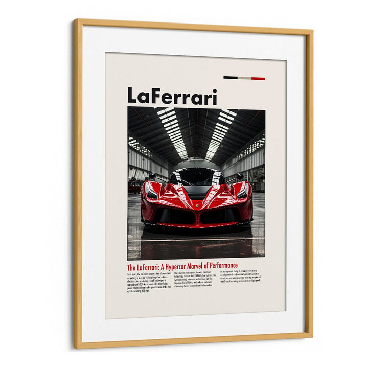 La Ferrari Car Posters Automotive Wall Art Prints in Oak Wood Frame With Mount