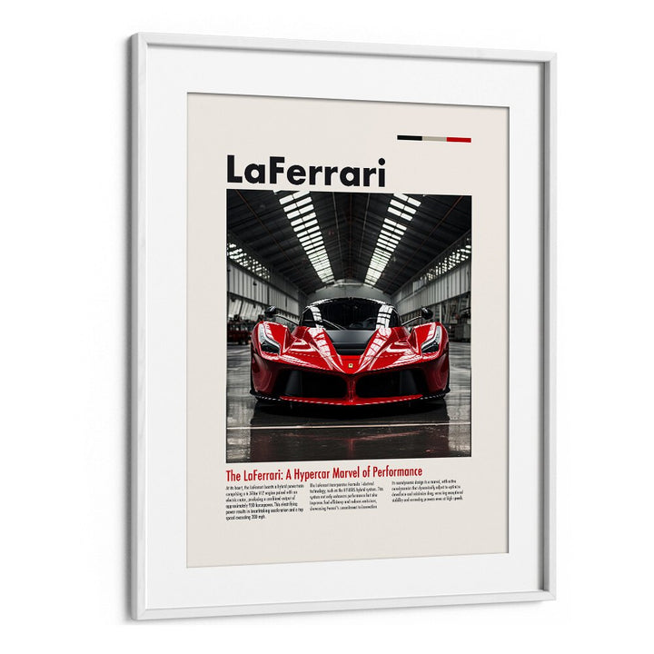 La Ferrari Car Posters Automotive Wall Art Prints in White Frame With Mount