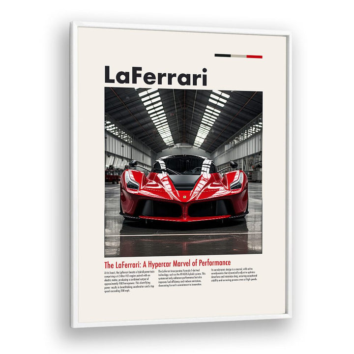 La Ferrari Car Posters Automotive Wall Art Prints in White Plain Frame